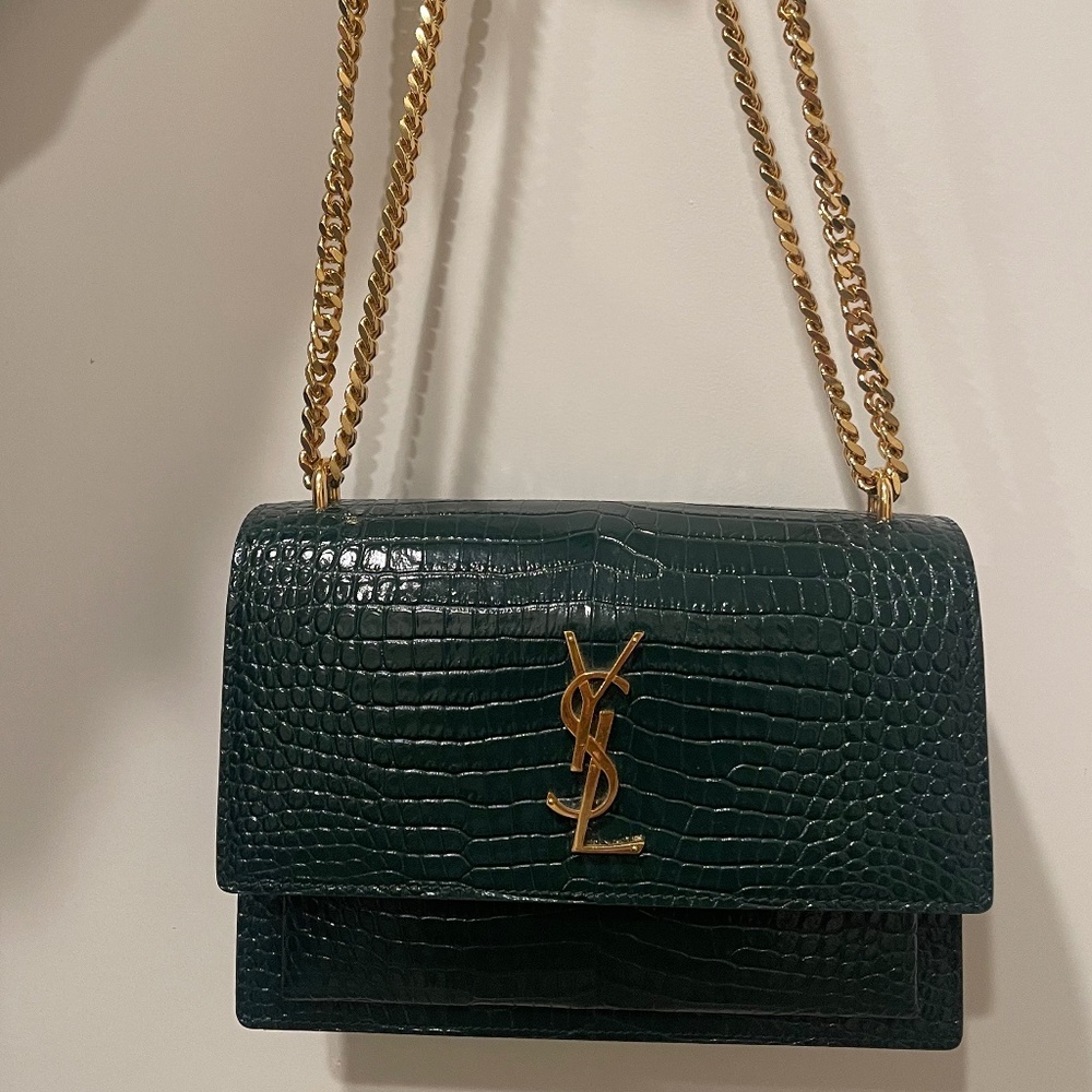 Saint Laurent Croc- Embossed Sunset in Medium